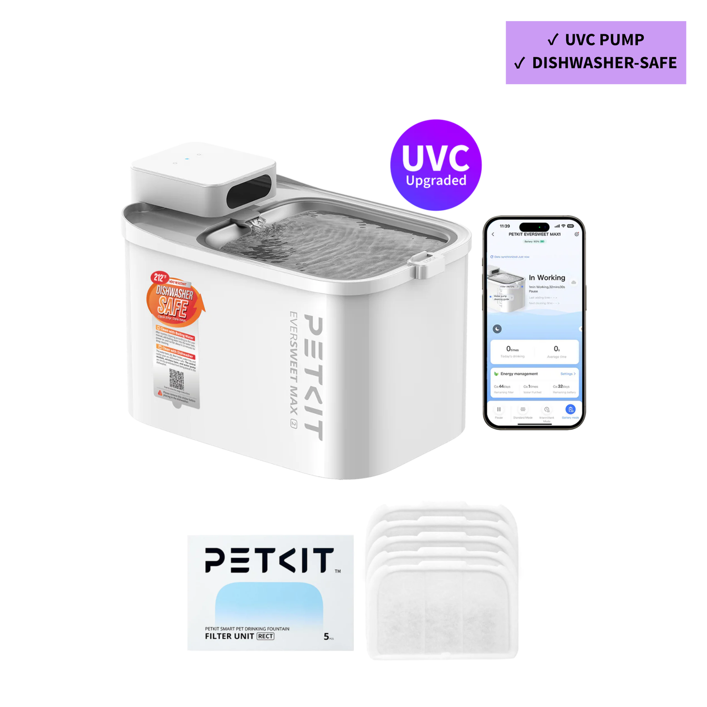 EVERSWEET MAX 2 (UVC & CORDLESS) PET WATER FOUNTAIN