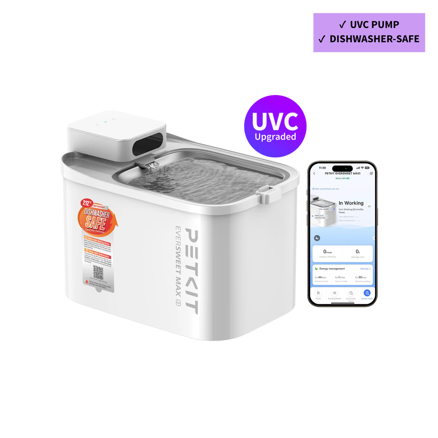 EVERSWEET MAX 2 (UVC & CORDLESS) PET WATER FOUNTAIN