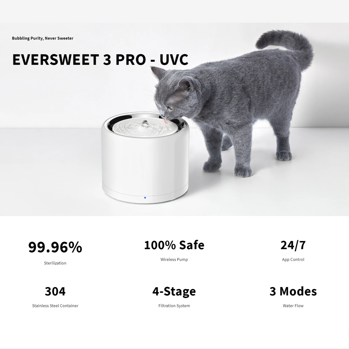 EVERSWEET 3 PRO (UVC) PET WATER FOUNTAIN