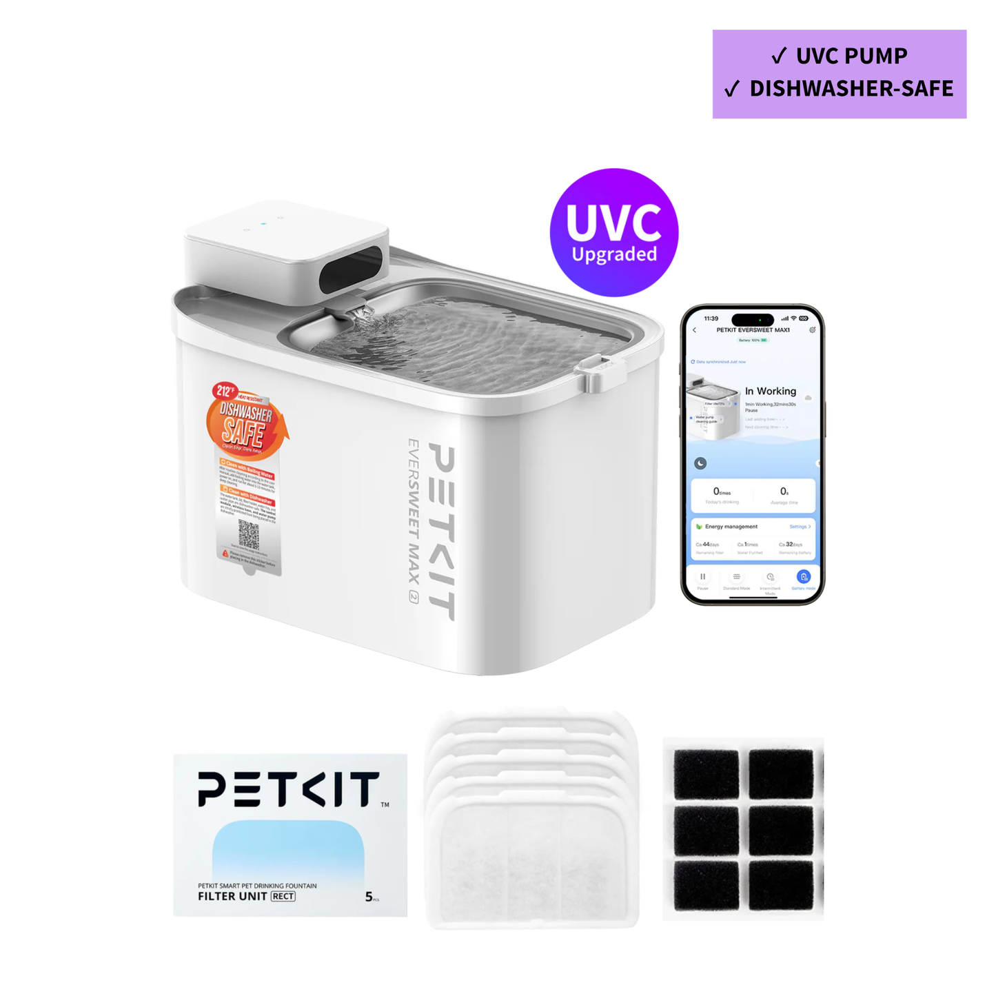 EVERSWEET MAX 2 (UVC & CORDLESS) PET WATER FOUNTAIN